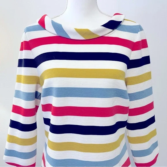Boden Sarah Ponte Knit Ottoman Top with Multicolor Stripes. Size US 10 - Picture 5 of 12